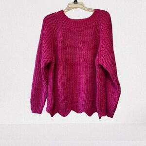 Zenana Outfitters Vibrant Pink Crew Neck Sweater